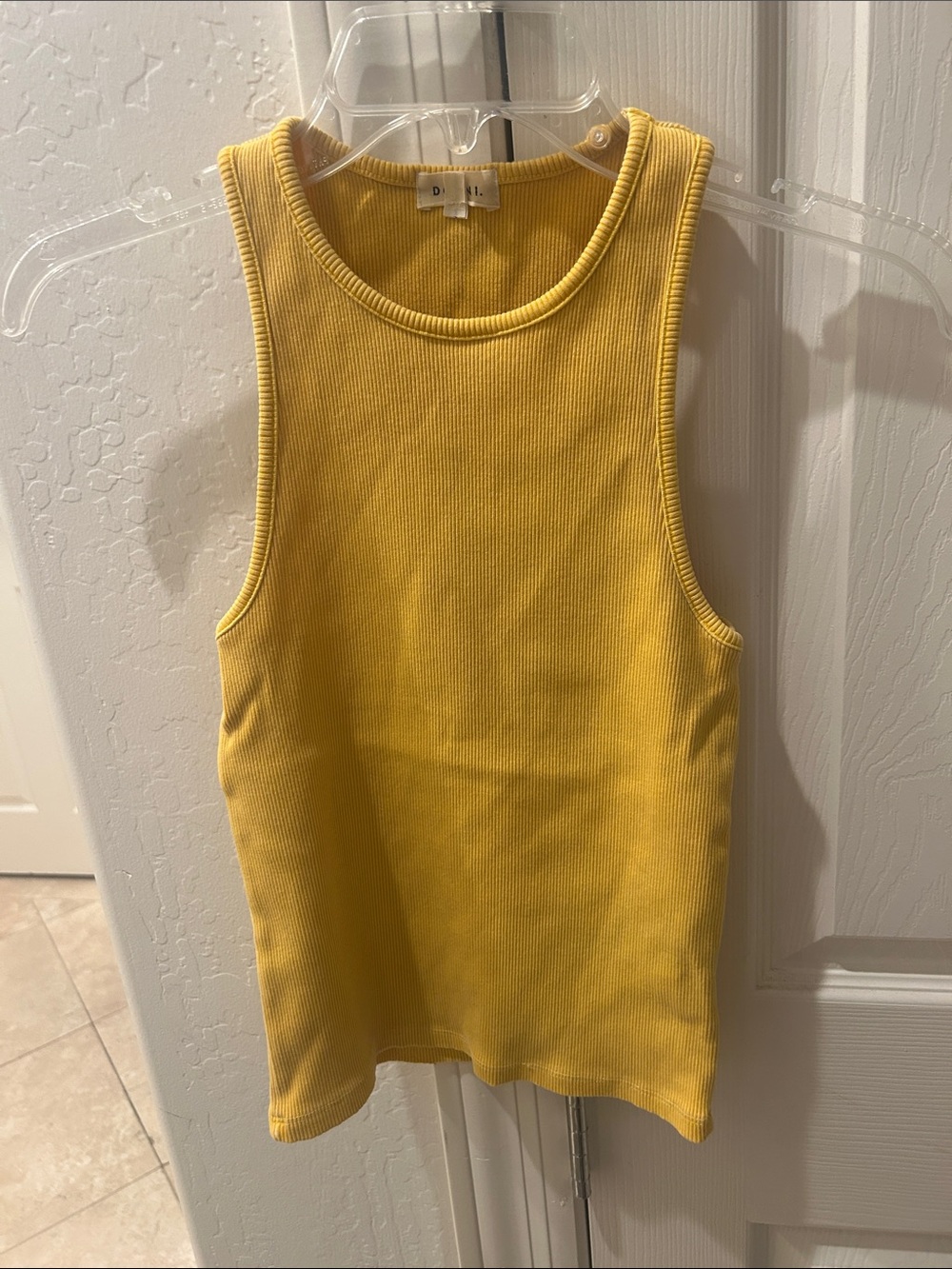 DONNI. Yellow Ribbed Crewneck Tank